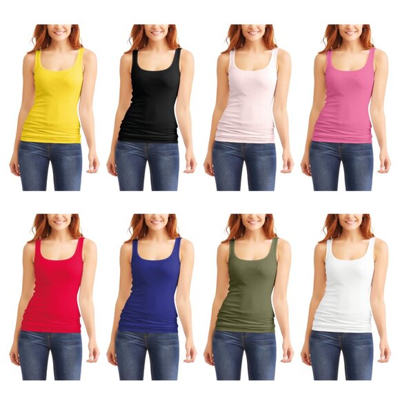 Women Soft 100% Cotton Ribbed Racerback Tank Tops for  Ultimate Comfort & Fit - Picture 14 of 16